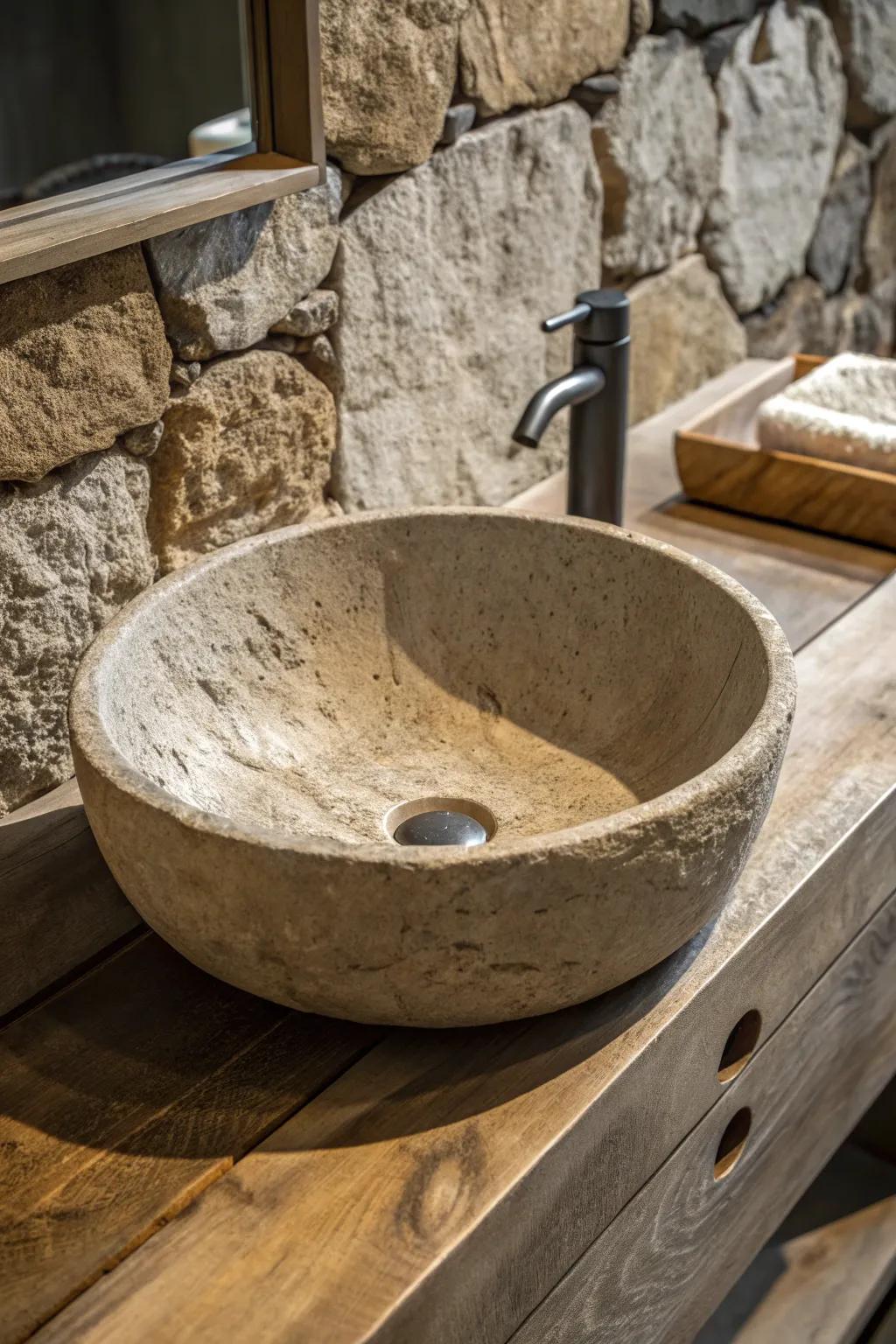 Textured finish on a concrete sink for an earthy look.