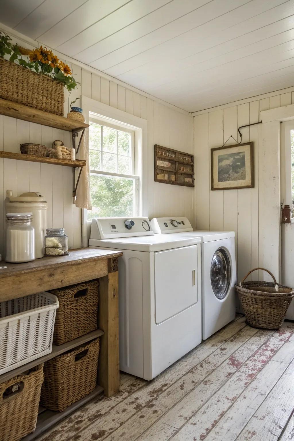 Beadboard paneling enhances the cottage aesthetic beautifully.