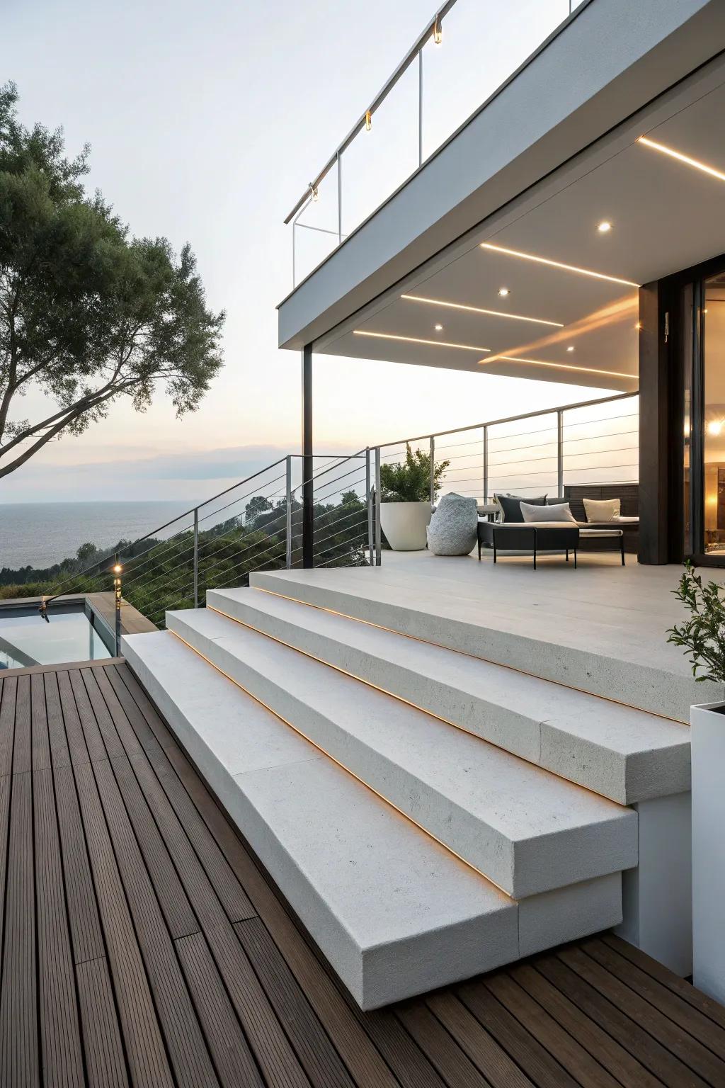 Floating steps adding a touch of modern sophistication