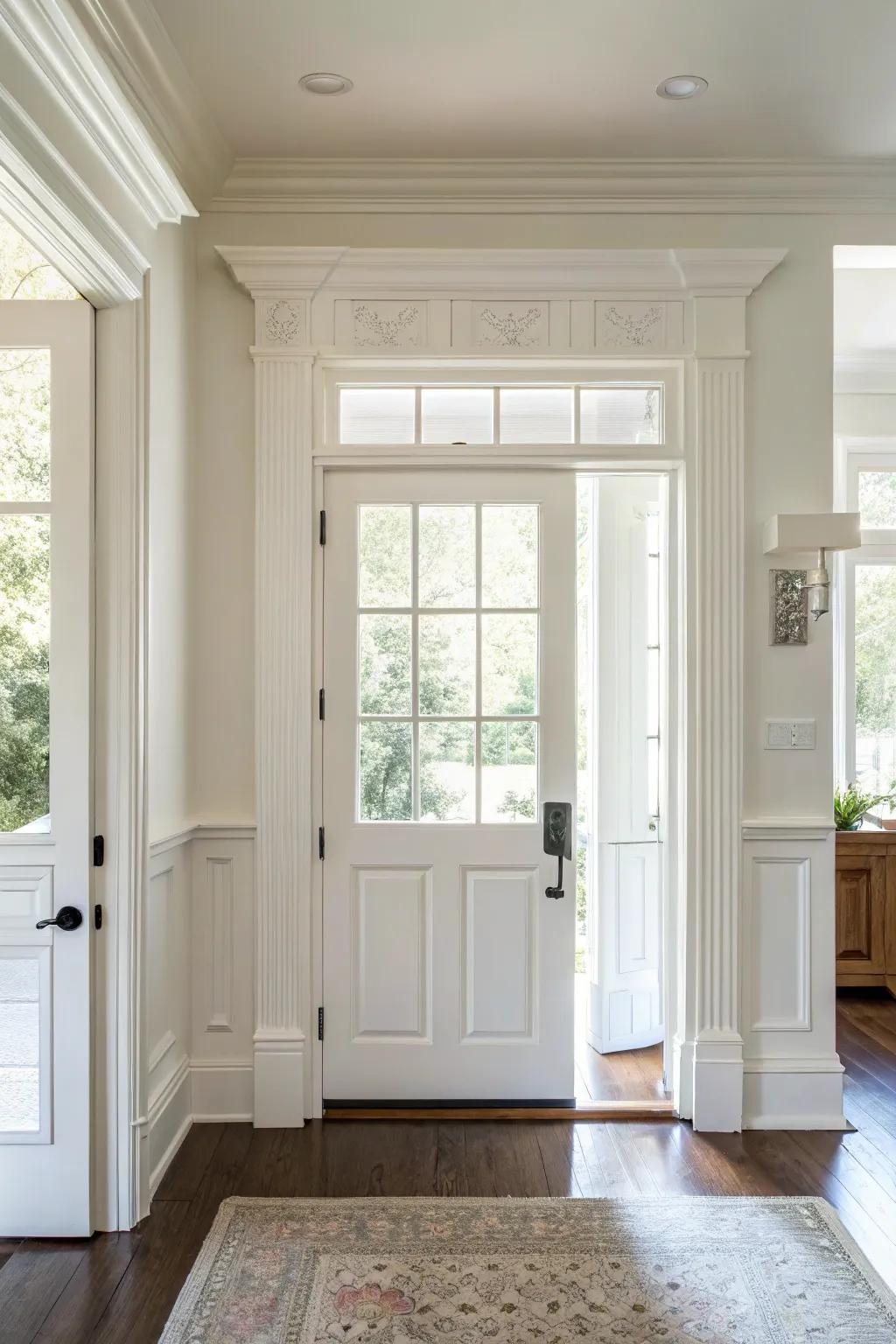 Classic white trim adds timeless elegance to this bright and airy space.