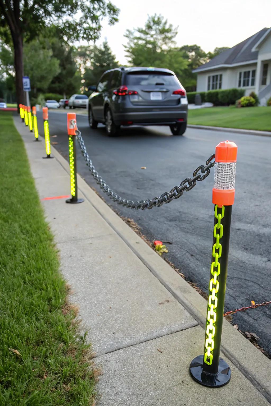 Safety reflectors on cables for augmented visibility.