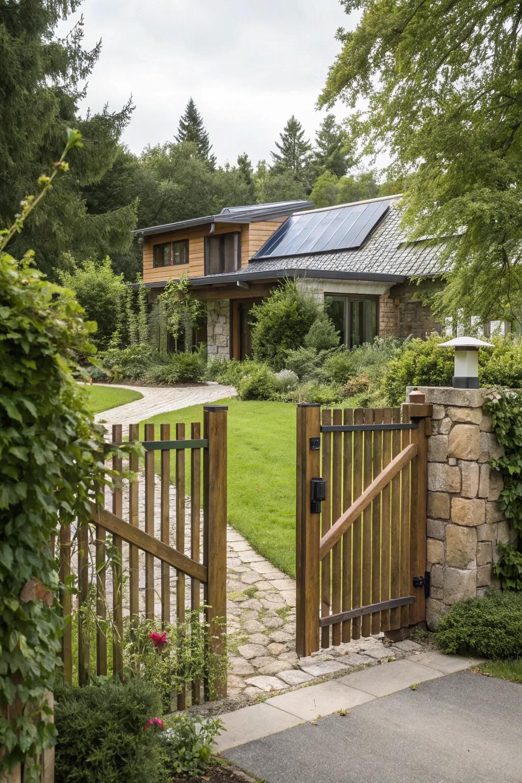 An eco-friendly gate that aligns with sustainable living principles.