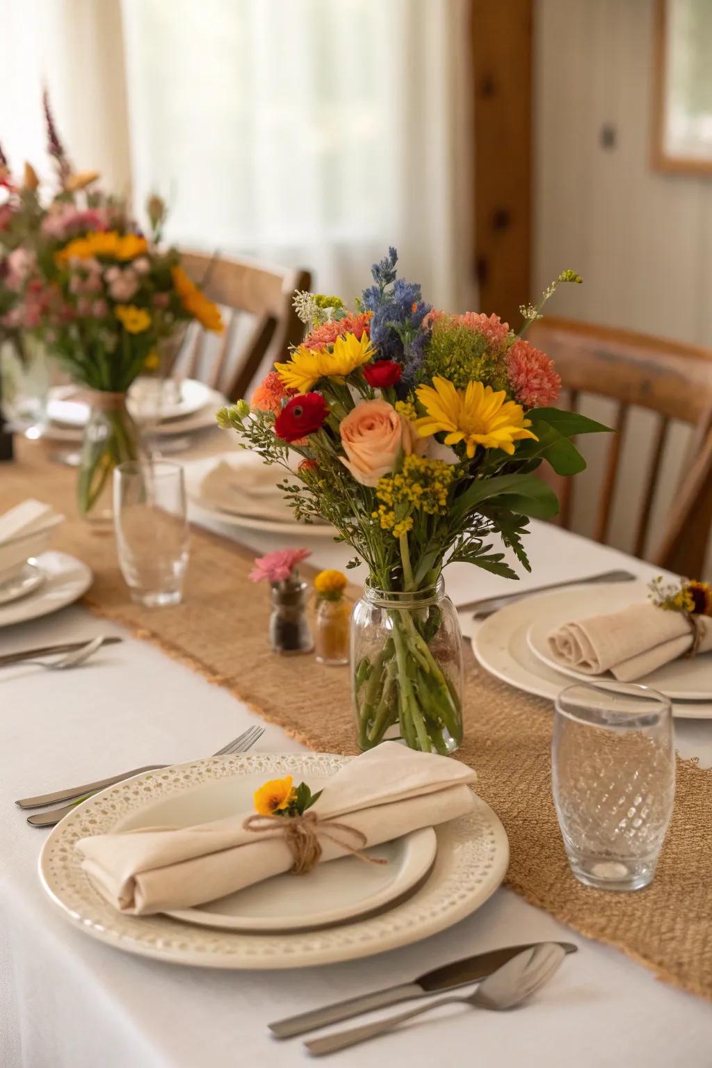 Elevate your dining with elegant floral place settings.