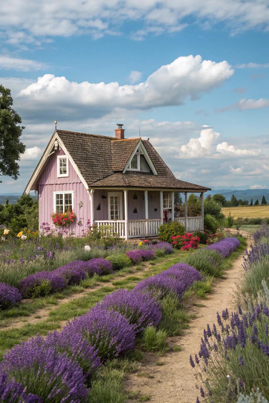 Lavender foundations offer a whimsical touch.