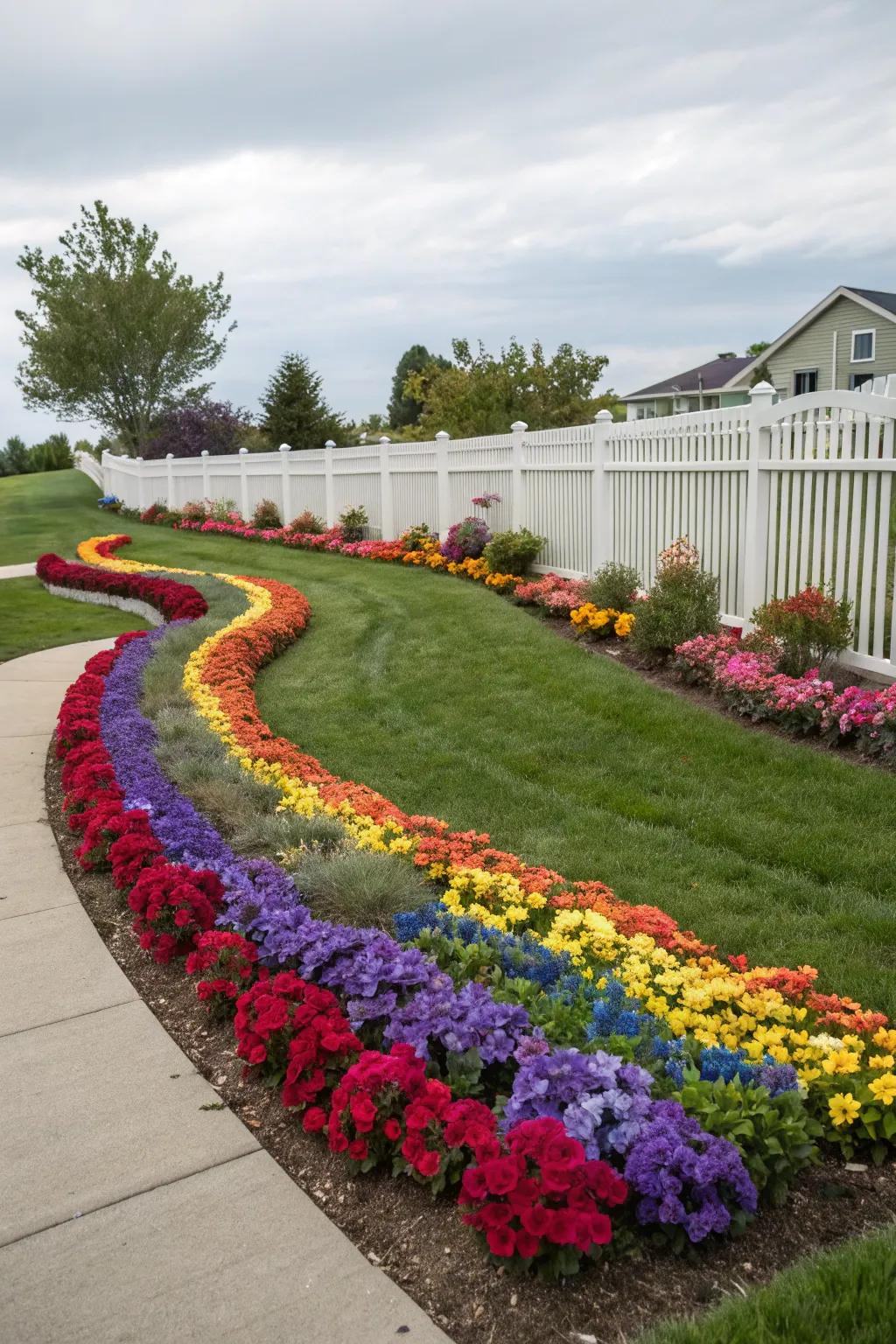 Spread joy with a vibrant rainbow of geraniums.
