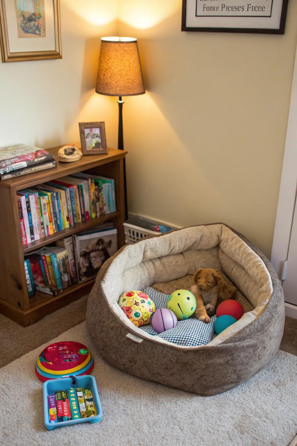 Make your pet feel at home with a dedicated cozy corner.