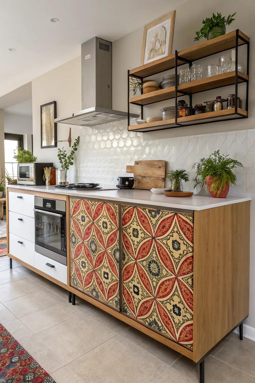 A sideboard showcasing daring aesthetics materializes into a striking focal apex.