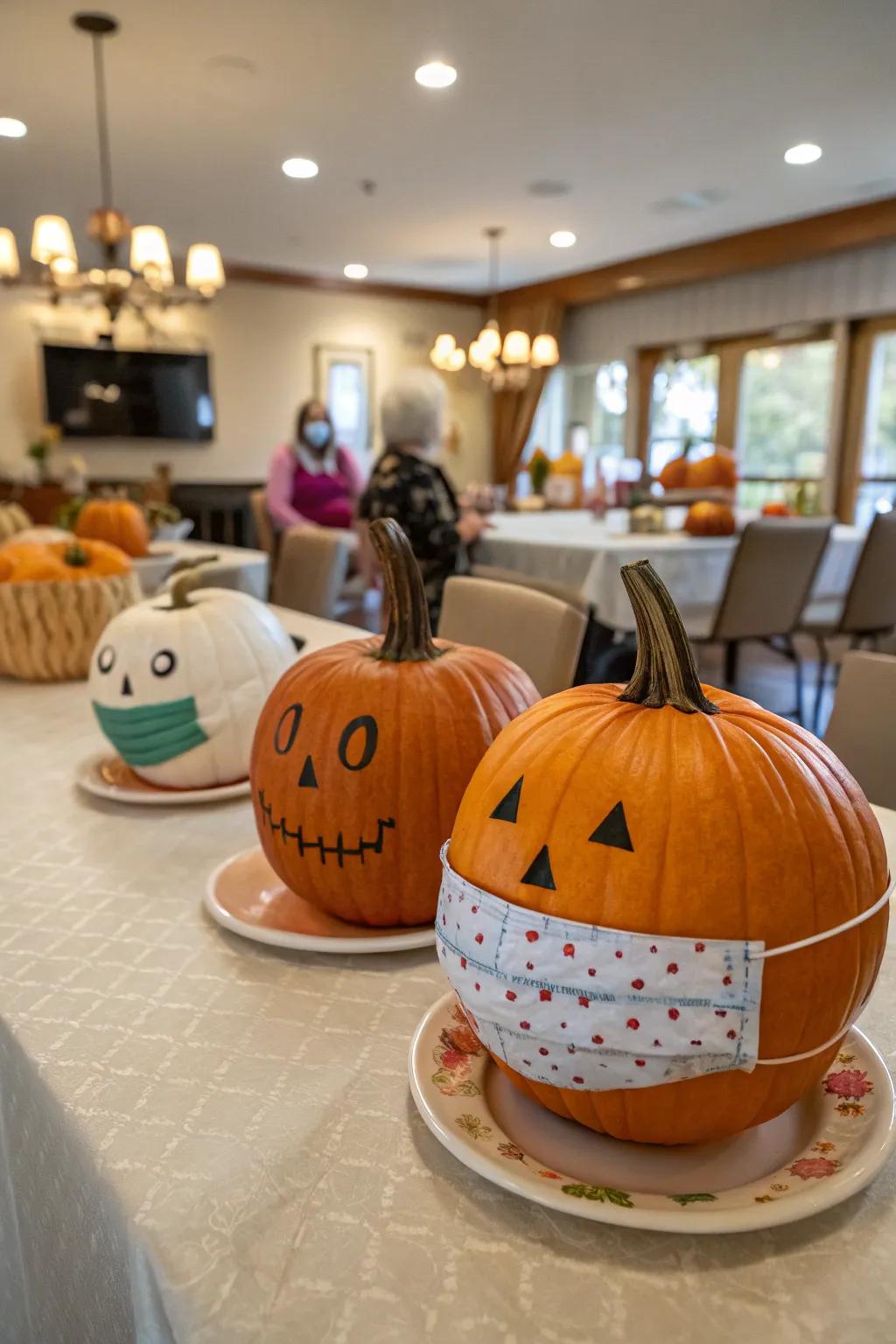 A masked pumpkin party adds elegance and intrigue.