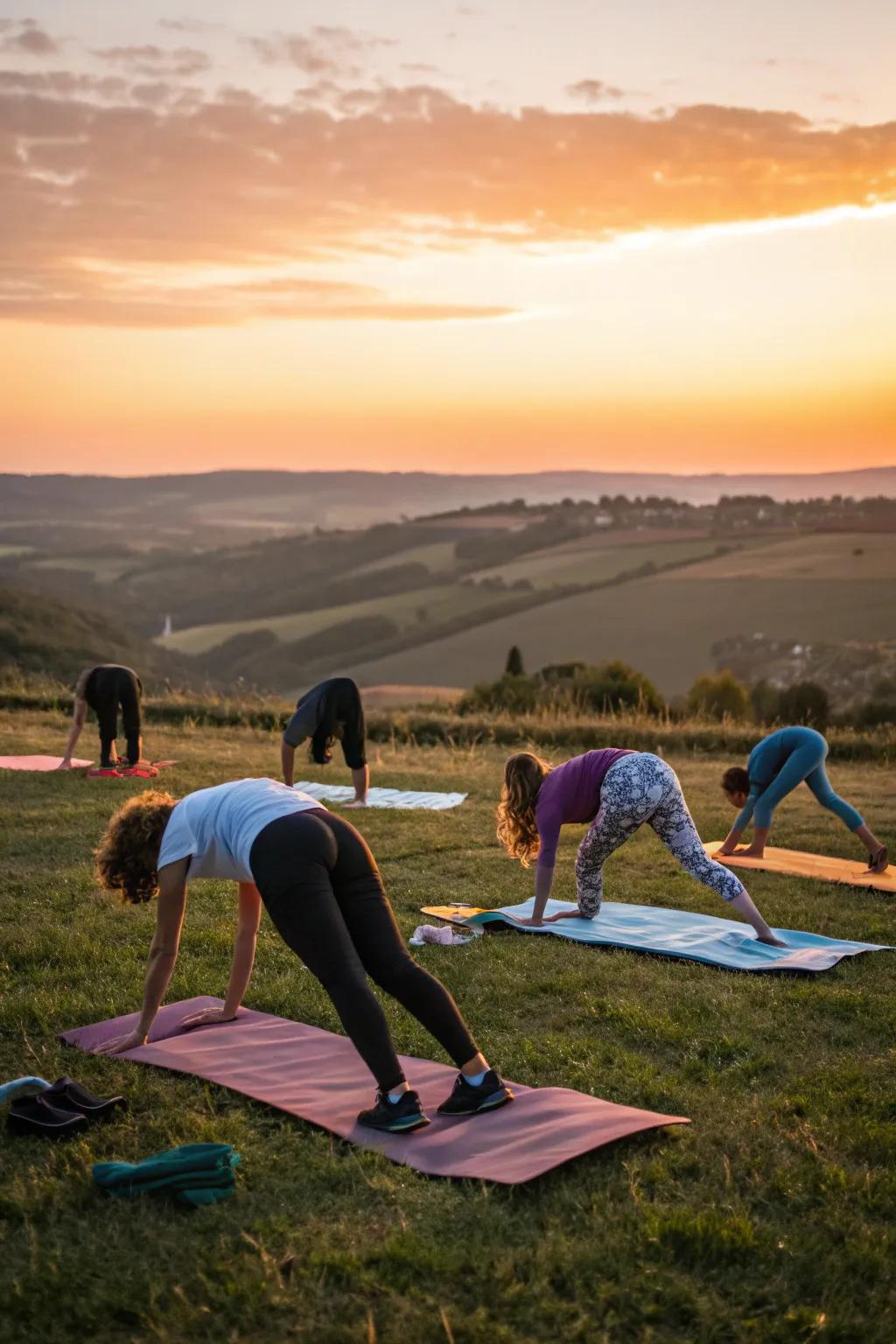 Find your zen with yoga at sunset in your own backyard.