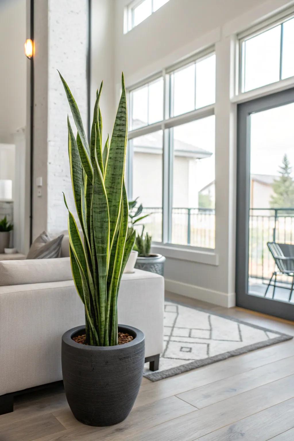 The sophisticated snake botanical, a resilient and fashionable adjunct to a mother's residence.