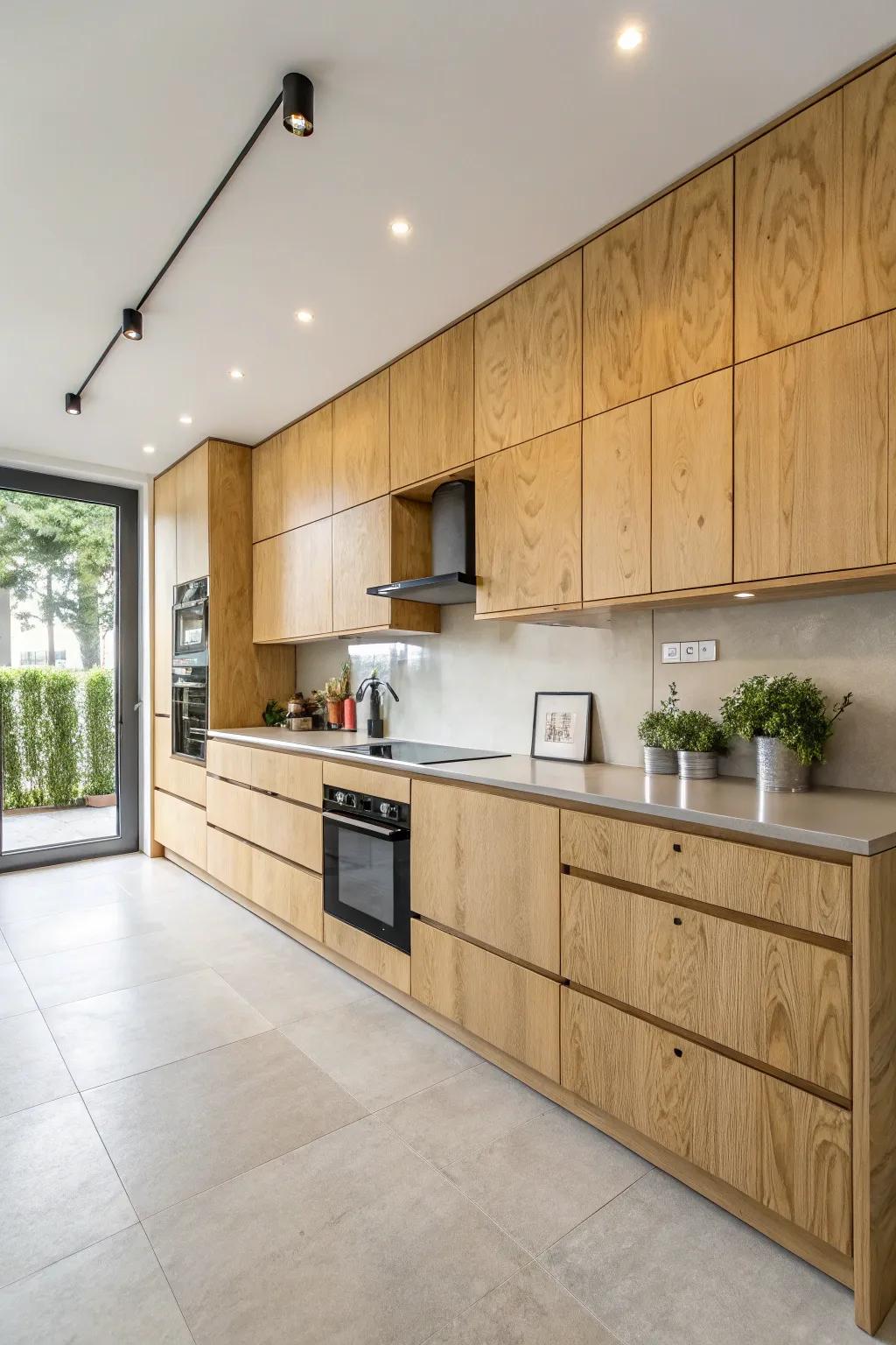 Chic plywood cabinets bring modern style to this kitchen.