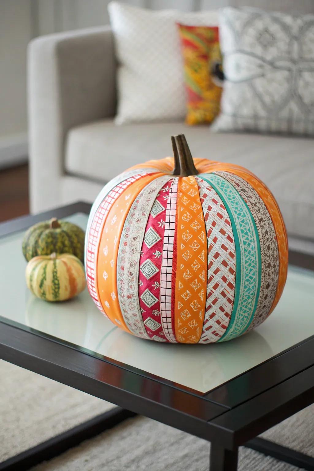 Washi tape turns ordinary pumpkins into extraordinary art pieces.