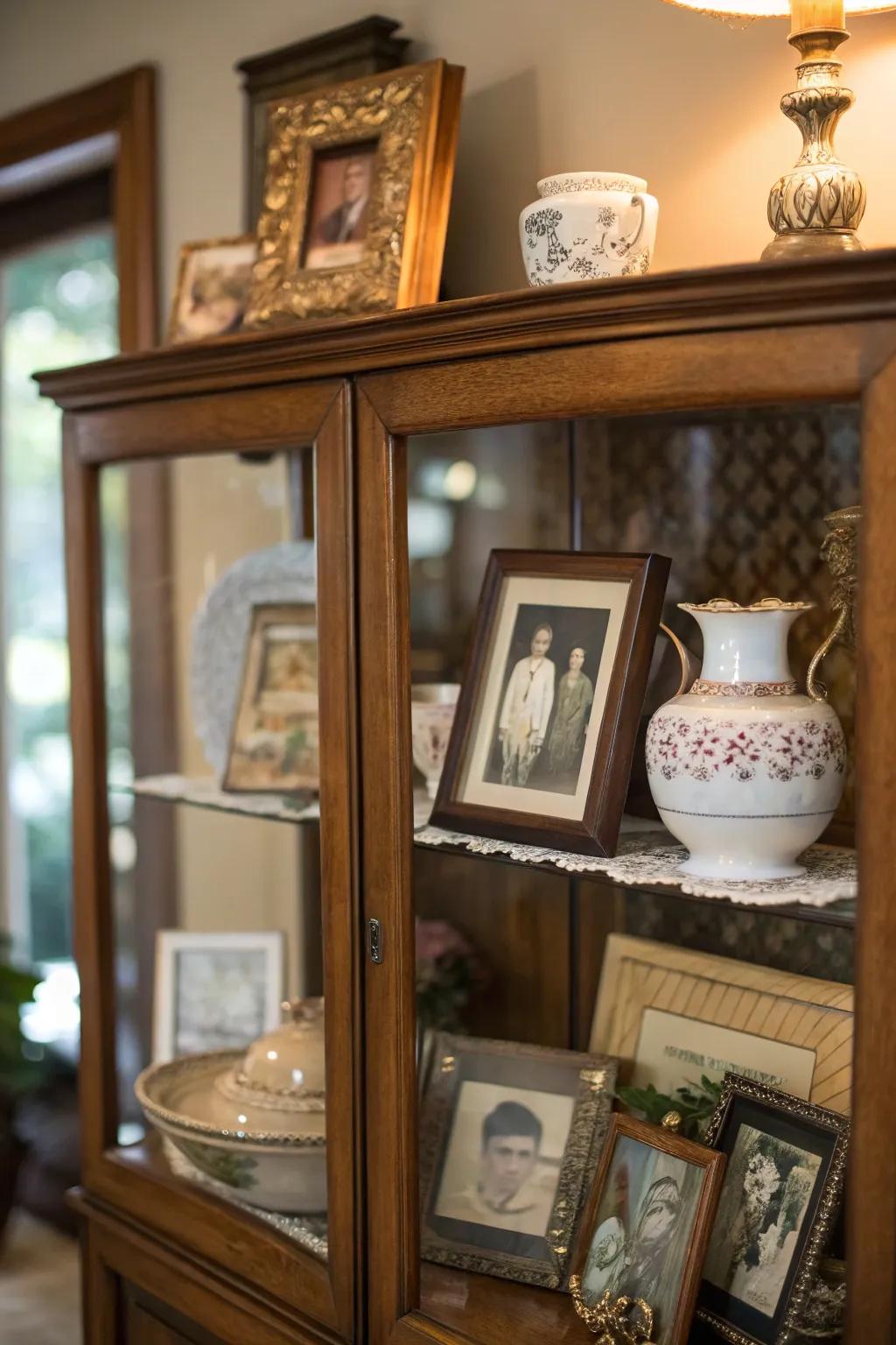 Personal keepsakes make the display uniquely yours.