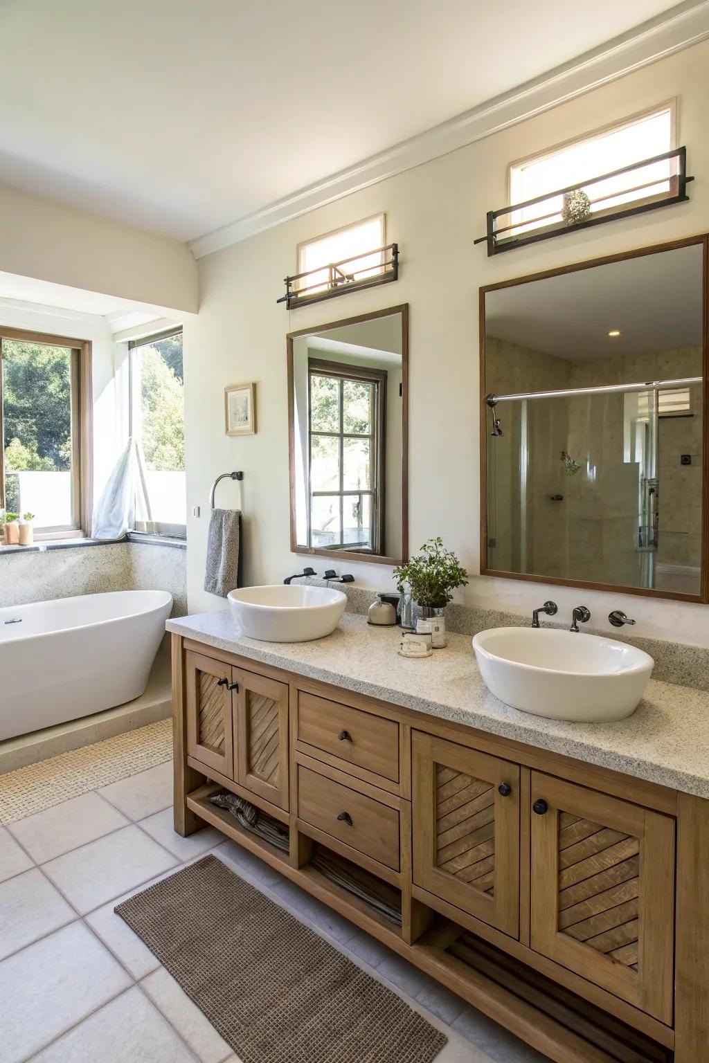 A bathroom featuring a double vanity for convenient shared use.