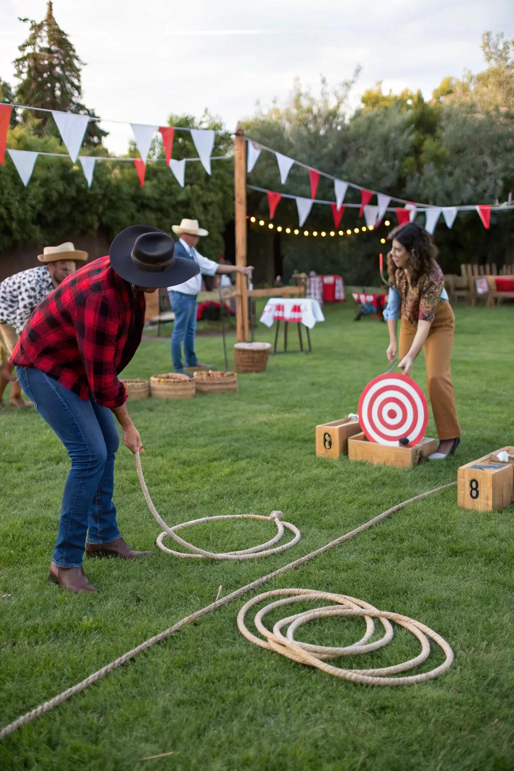 A DIY lasso game is an engaging activity for all guests.