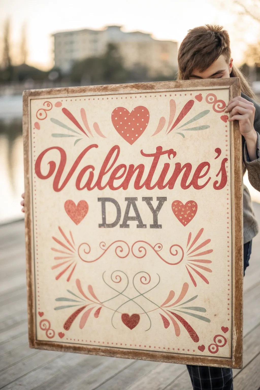 A nostalgic Valentine's poster with a charming retro design.