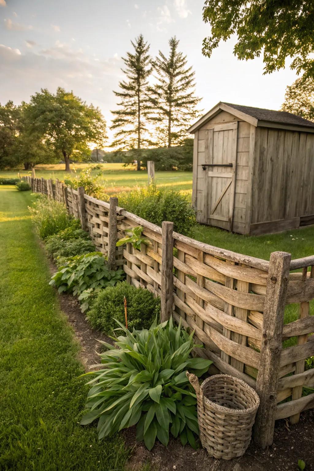 Basket weave fences combine function with artistry.