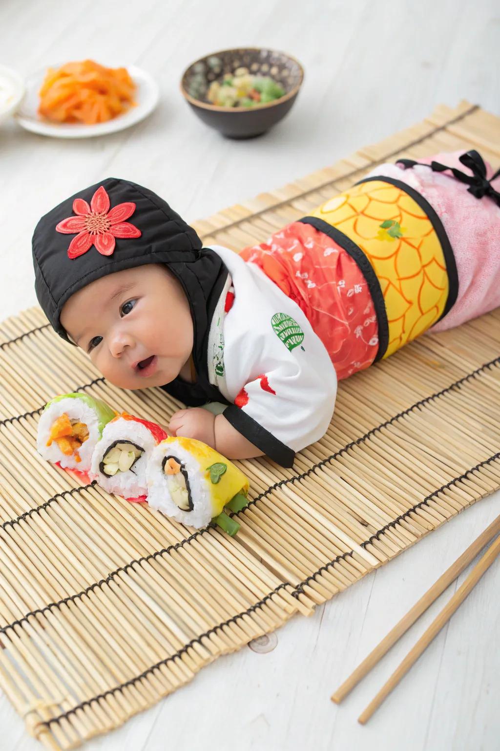Sushi roll attire that's simply too adorable to eat.