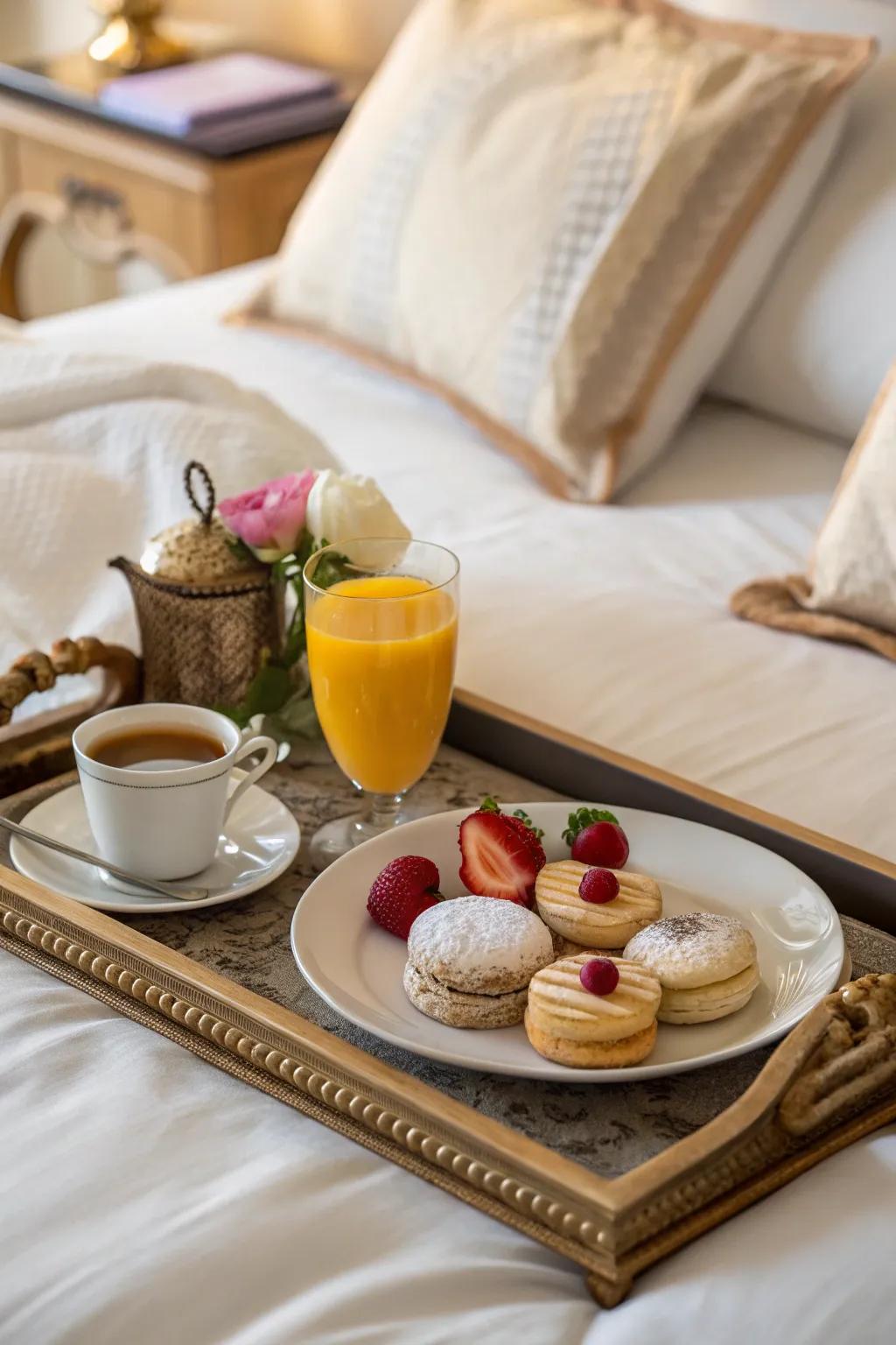 A delightful breakfast in bed for a special start to the day.