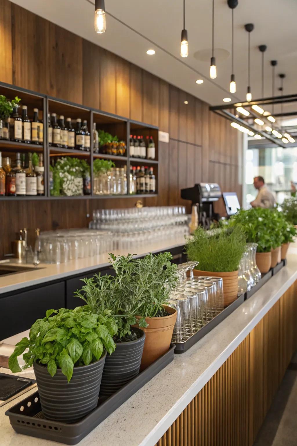 Greenery adds a fresh and lively touch to your bar.