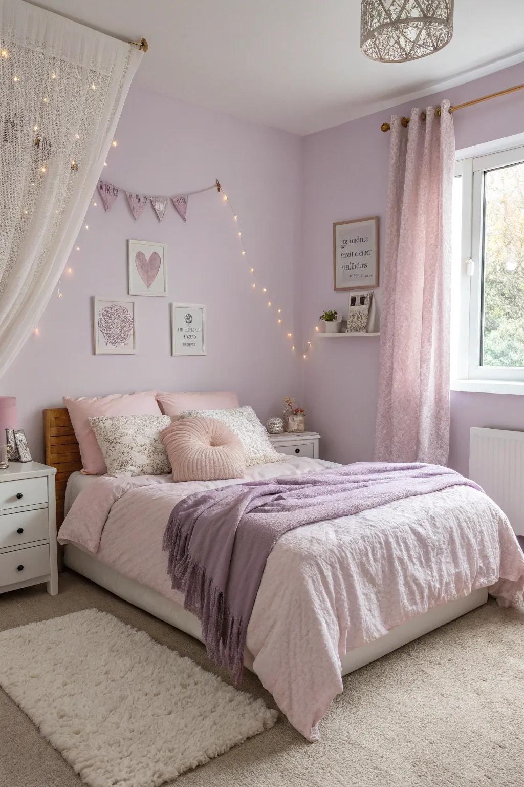 Charming pastels bring a gentle and soothing atmosphere to your bedroom.