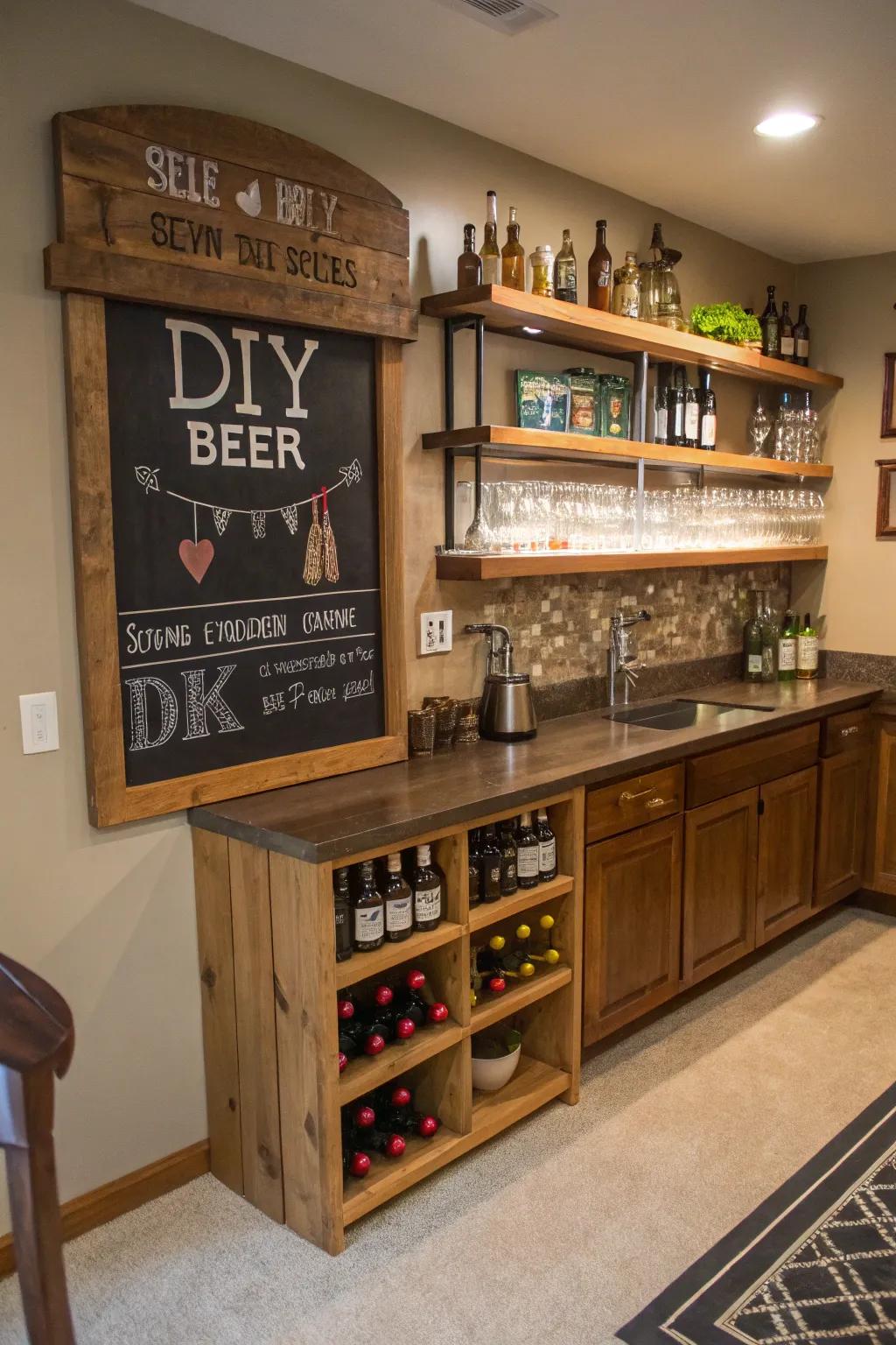 DIY beer signs add a personal and creative touch.