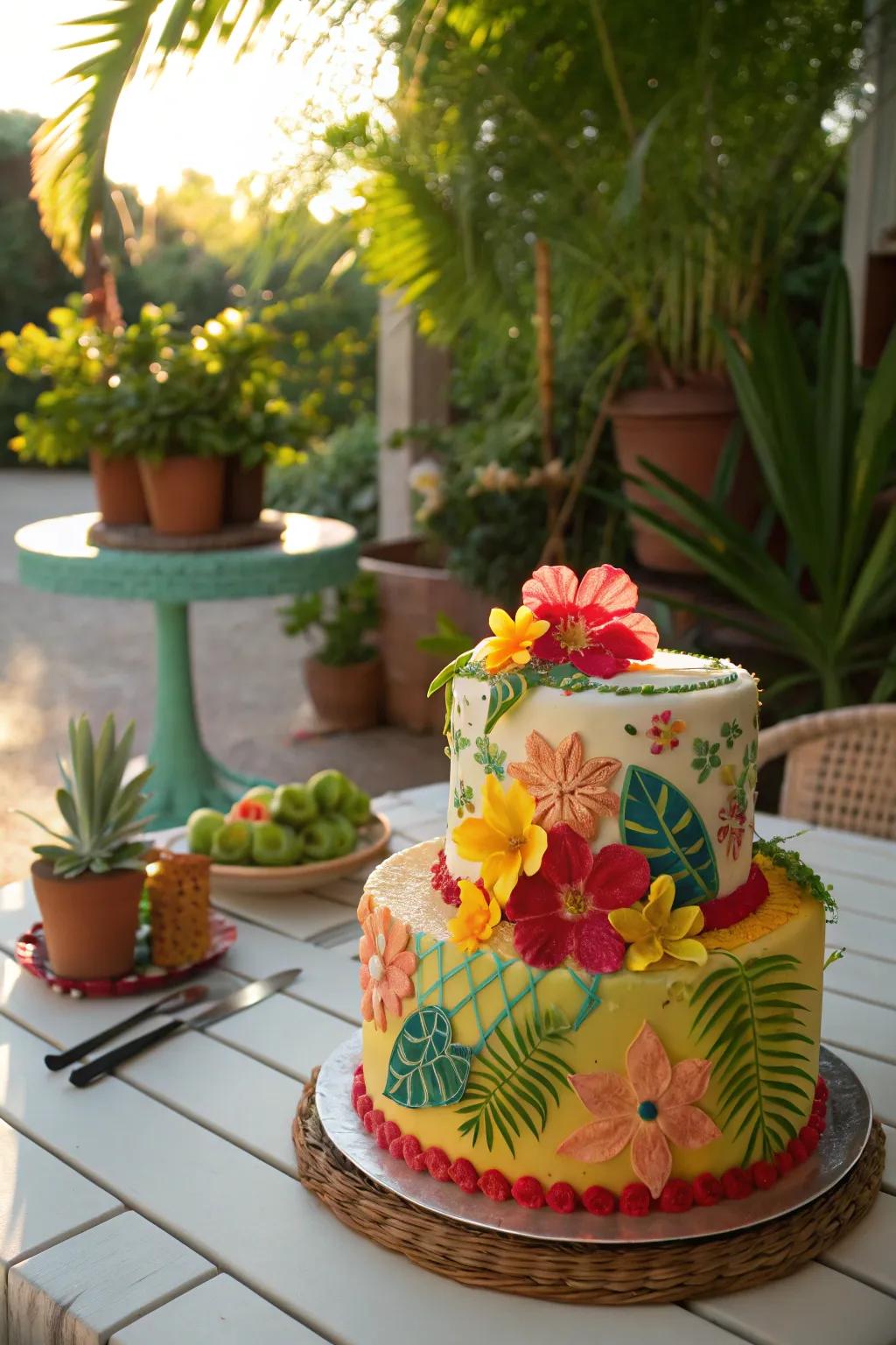 Tropical vibes with vibrant buttercream designs