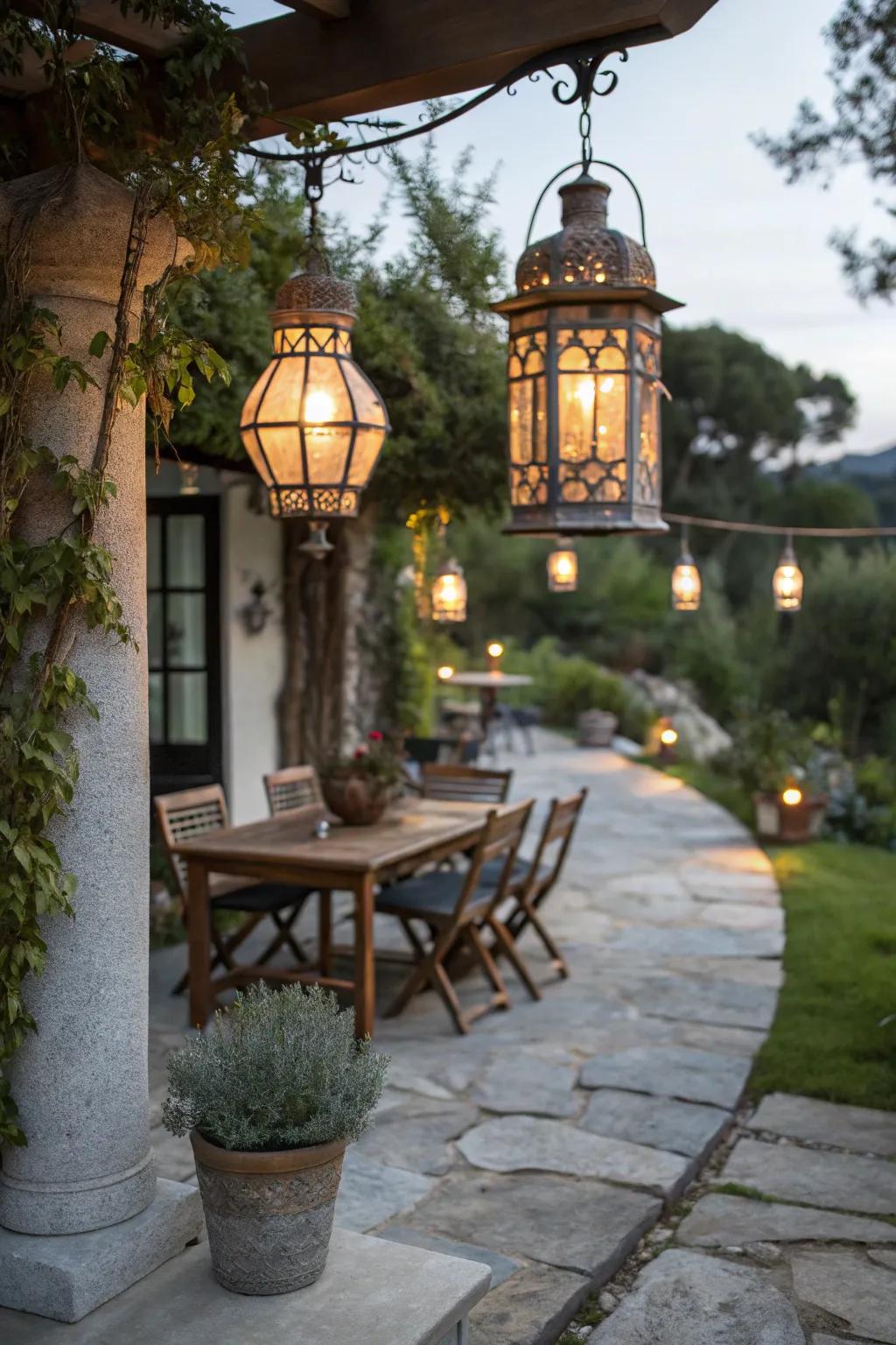 Lanterns can create a warm and inviting atmosphere.