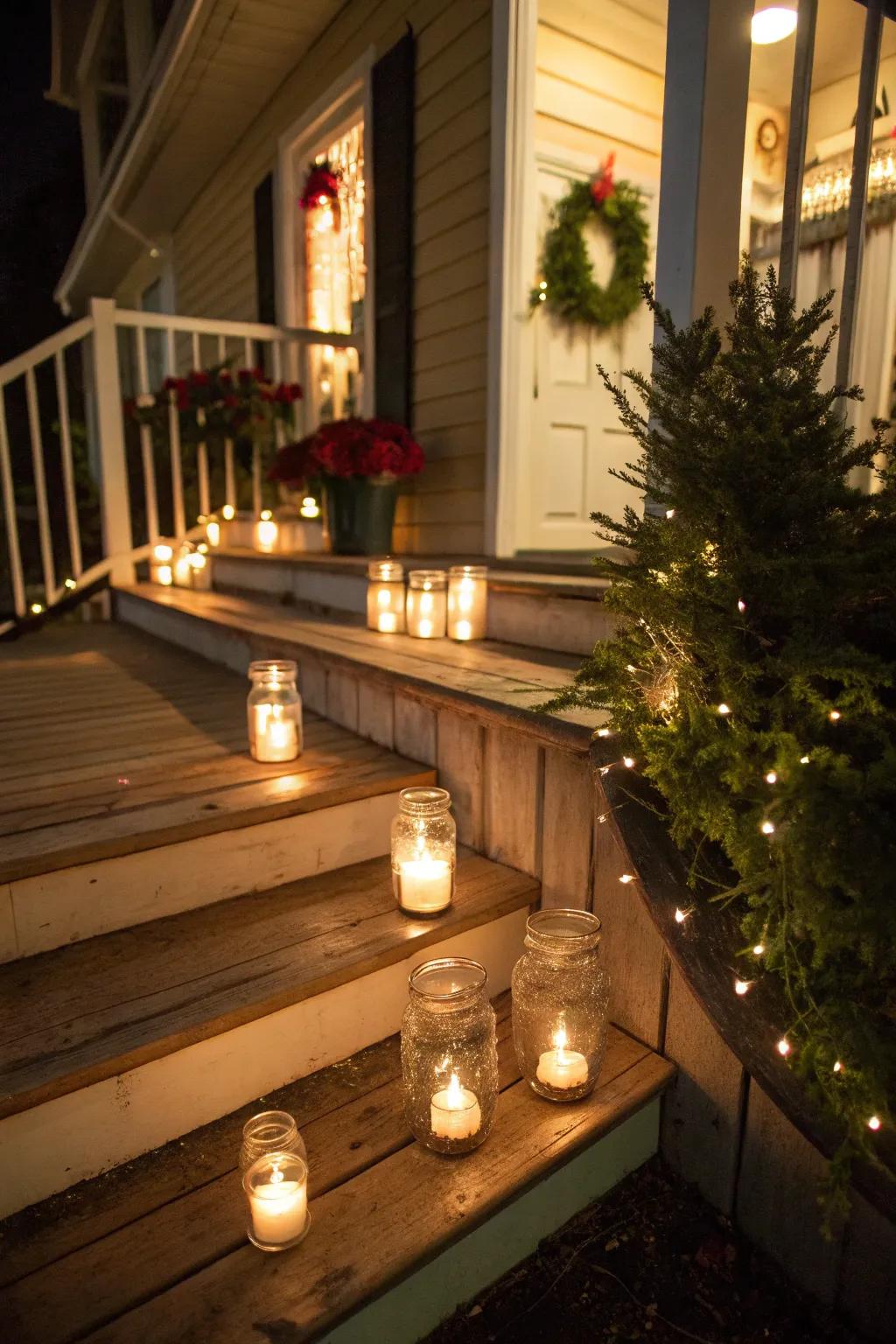 Pathway candles offer a cozy, inviting glow.