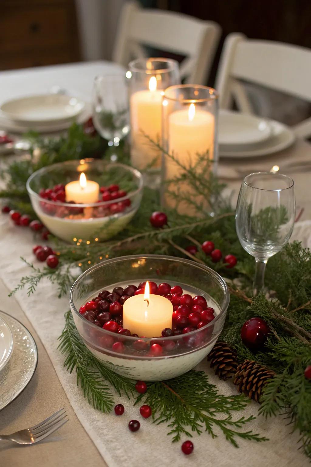 Floating candles create a magical and festive effect.