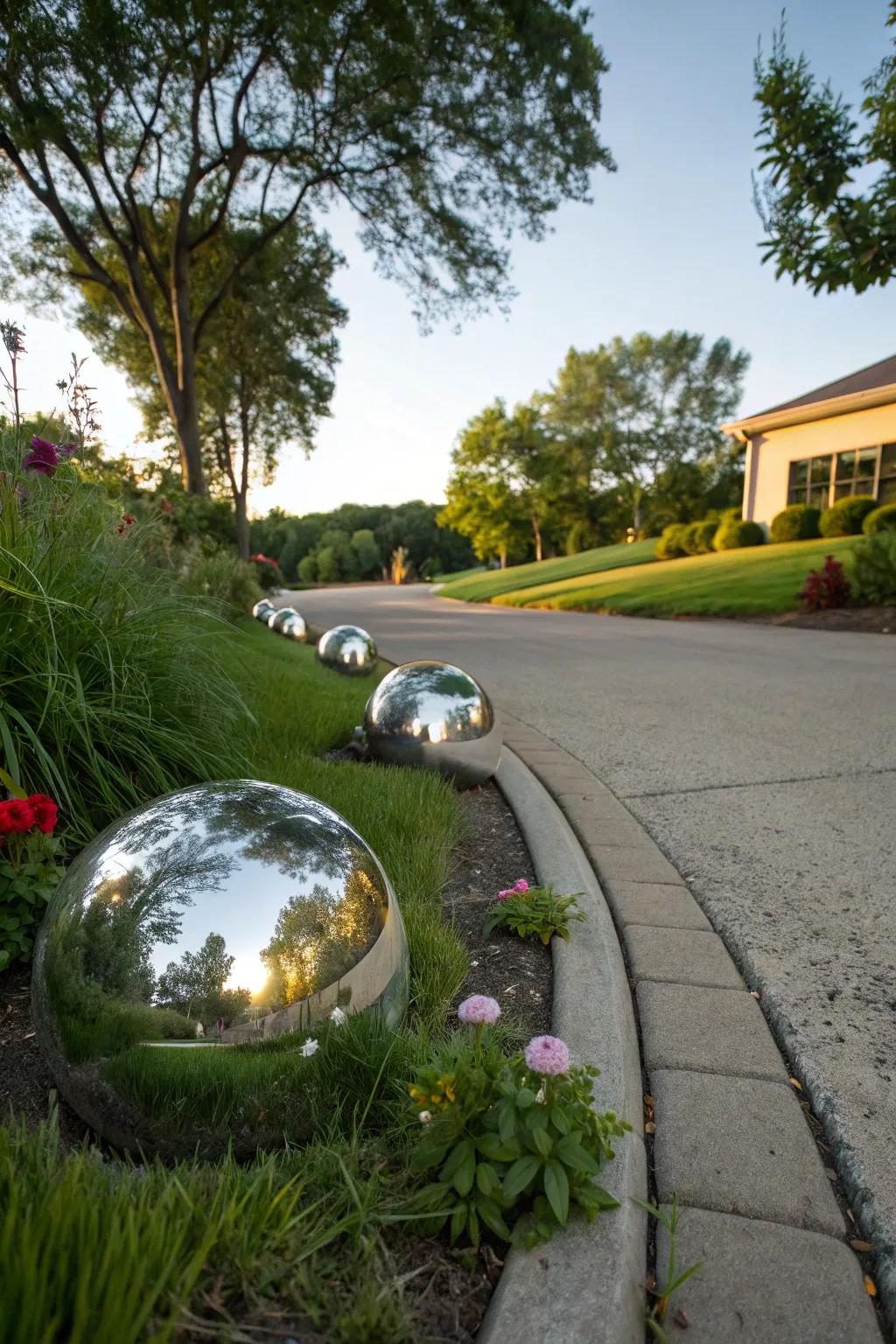 Mirrored orbs creating an illusion of space and whimsy.