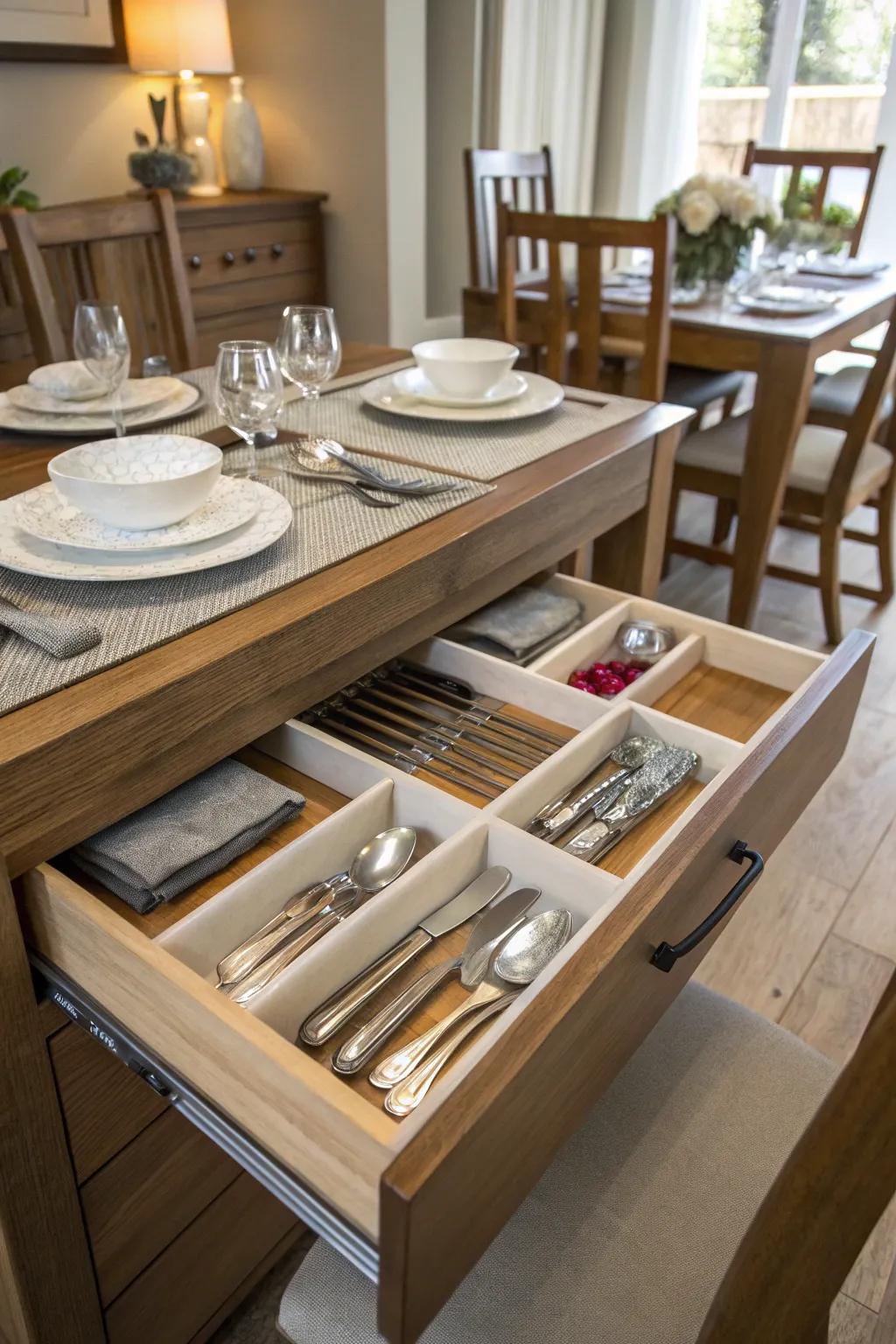 Drawer dividers keep small items neatly organized and easy to find.