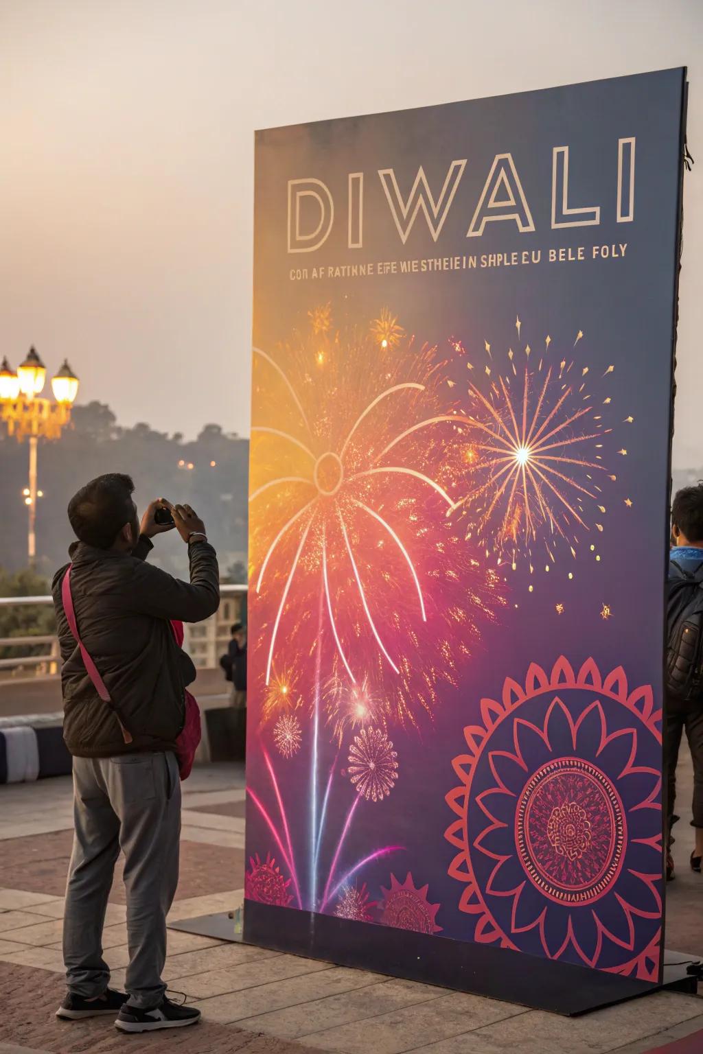 A contemporary non-representational art Diwali poster.