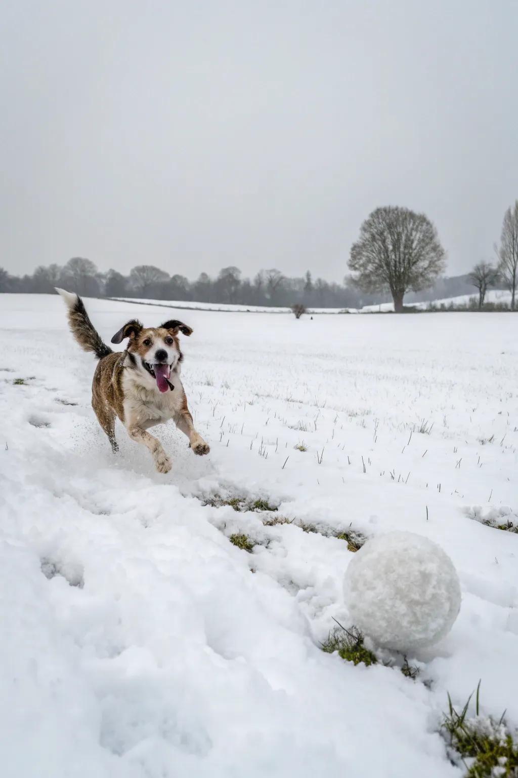 Snowball fun with our favorite furry friend.