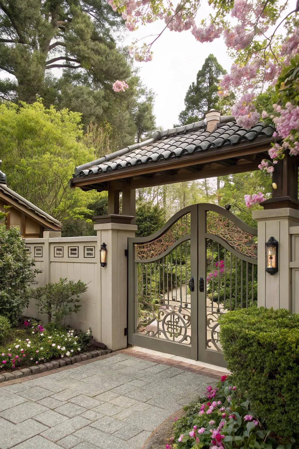 An Asian-inspired gate that exudes tranquility and elegance.