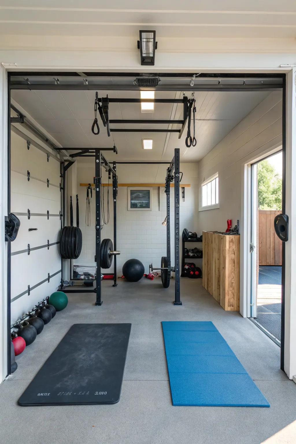 An open space allows for adaptable workout routines.