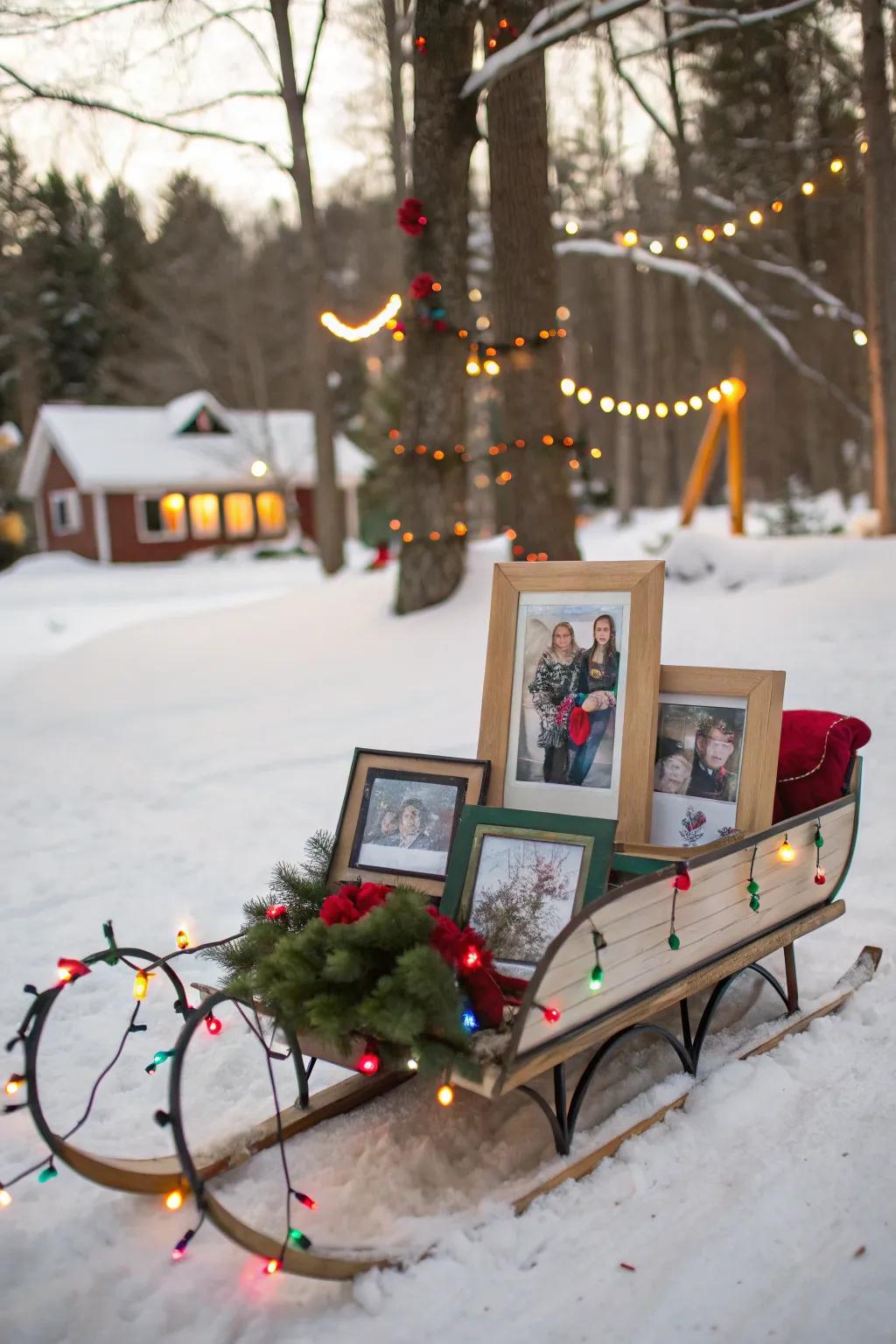 A personalized sled with cherished family photos