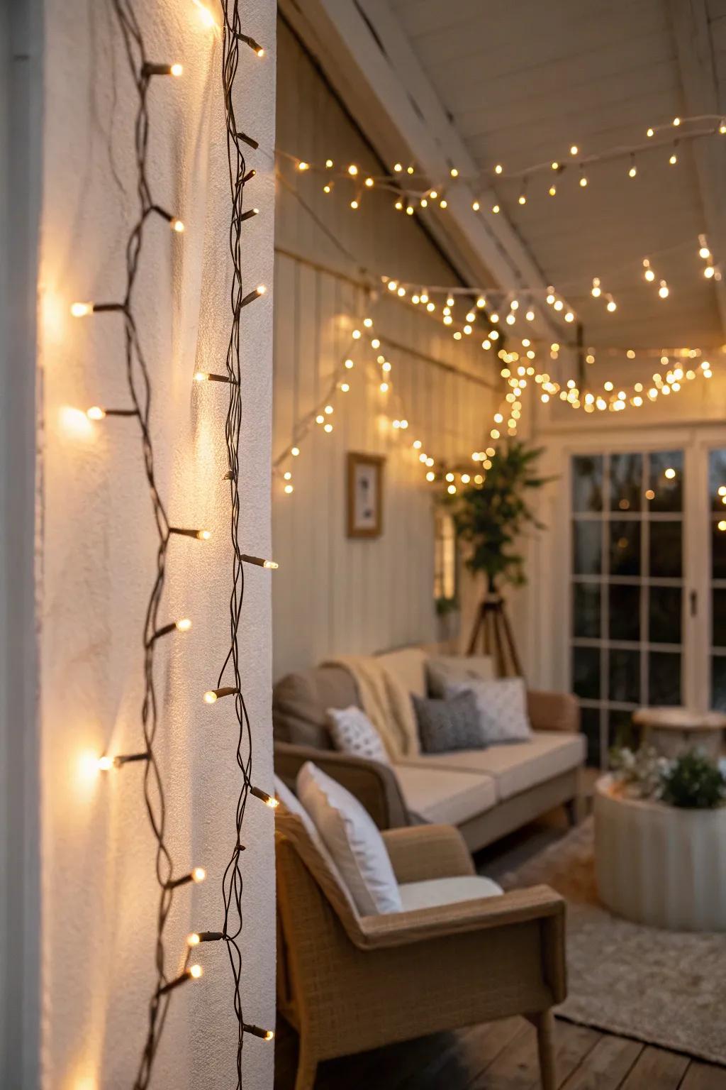 Create a magical ambiance with whimsical string lights.