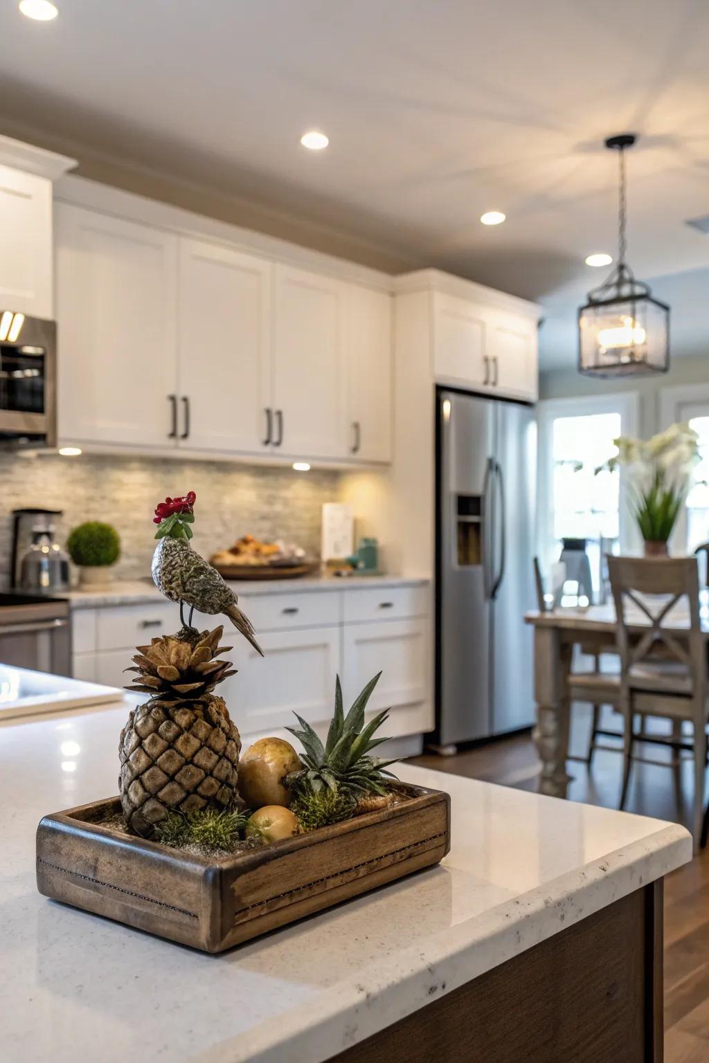 Unexpected décor design elements enhance intrigue throughout a particular cooking area.
