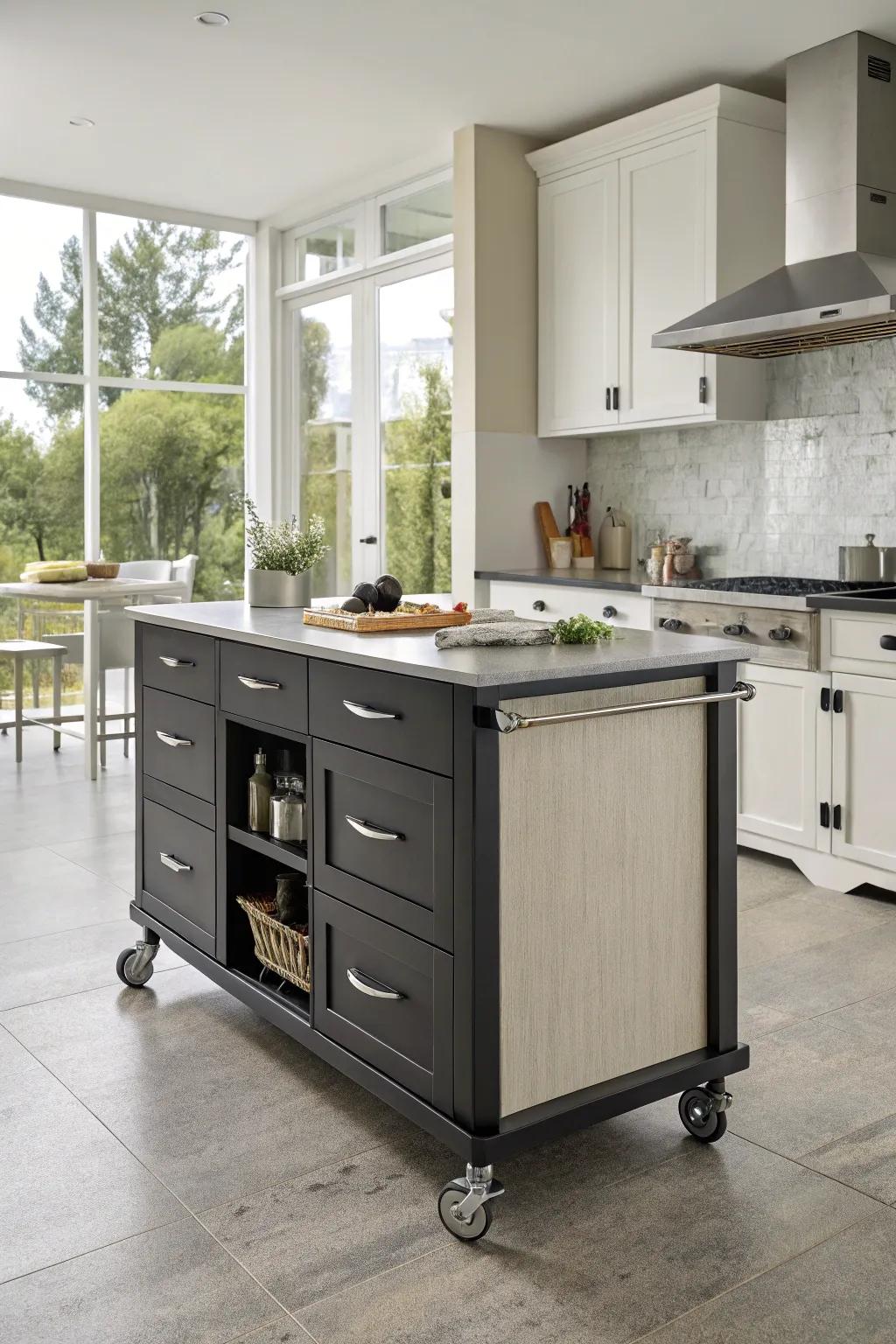 Semi-portable islands offer both versatility and solidity.