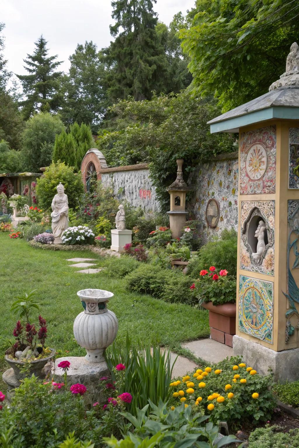 Outdoor art pieces add personality and a unique touch to your garden.