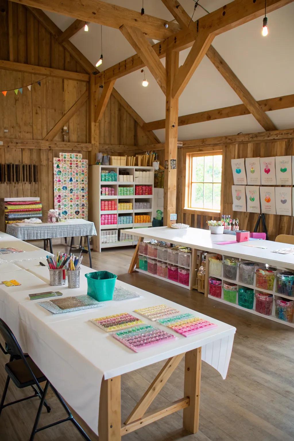 Unleash your creativity in a dedicated pole barn craft room.