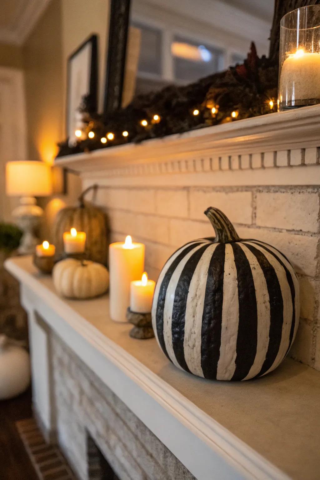 Classic stripes add a timeless touch to your pumpkin decor.