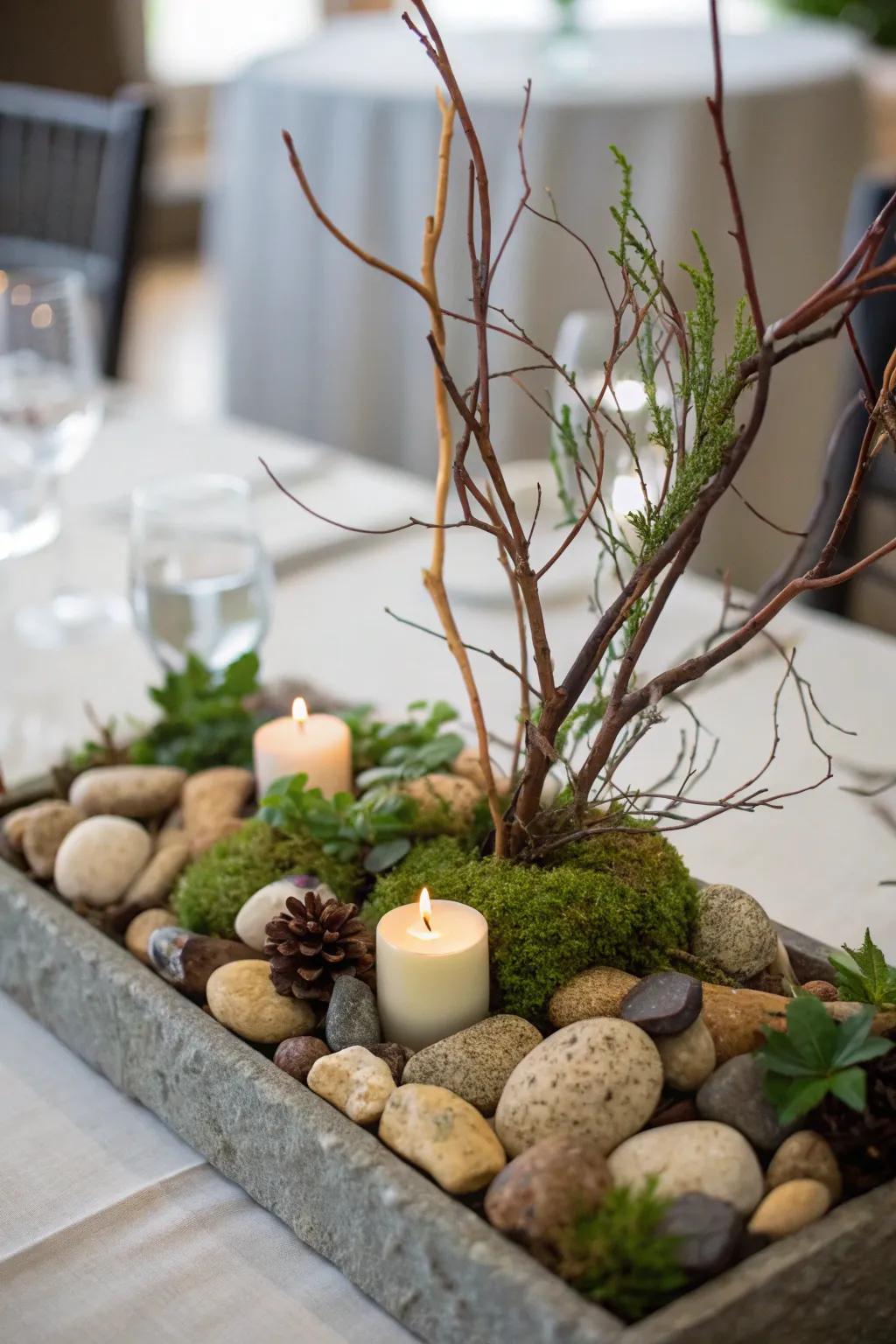 An earthy centerpiece featuring nature-derived components.