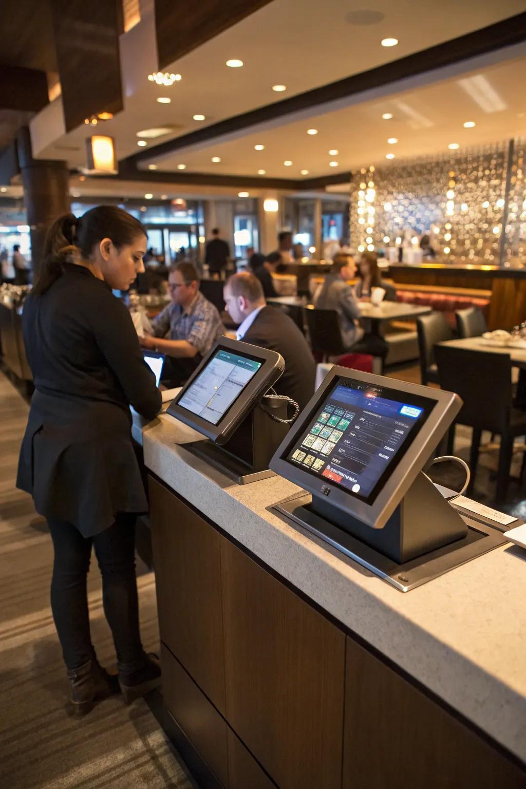 Technology integration keeps your reception station efficient and contemporary.