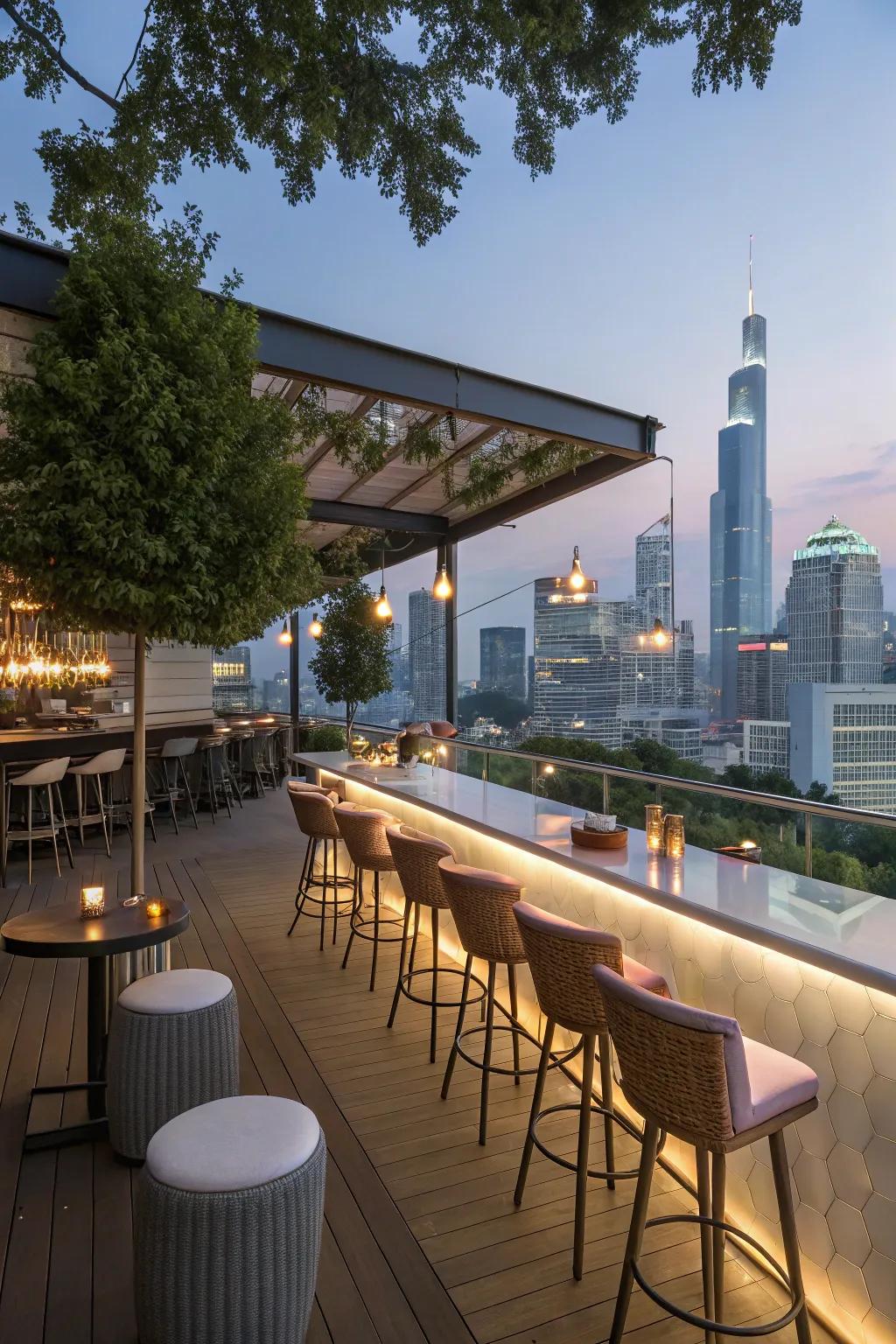 A rooftop bar is perfect for entertaining with a view.