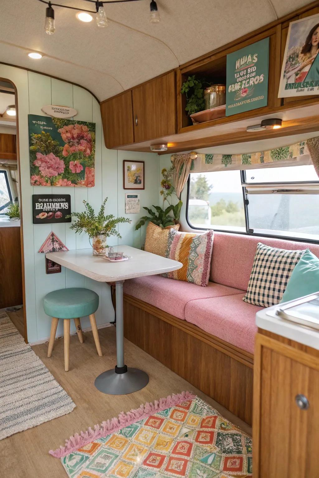 Mid-century contemporary style introduces a retro flair to this RV.