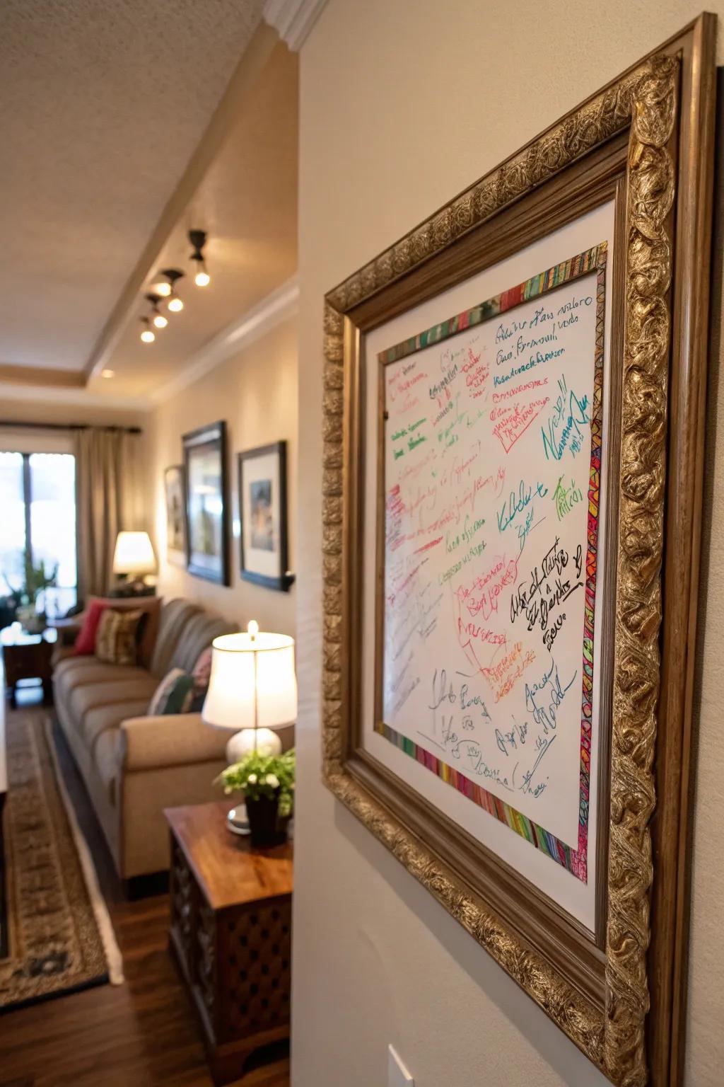 Framed sign-in art offers a sophisticated way to cherish memories.