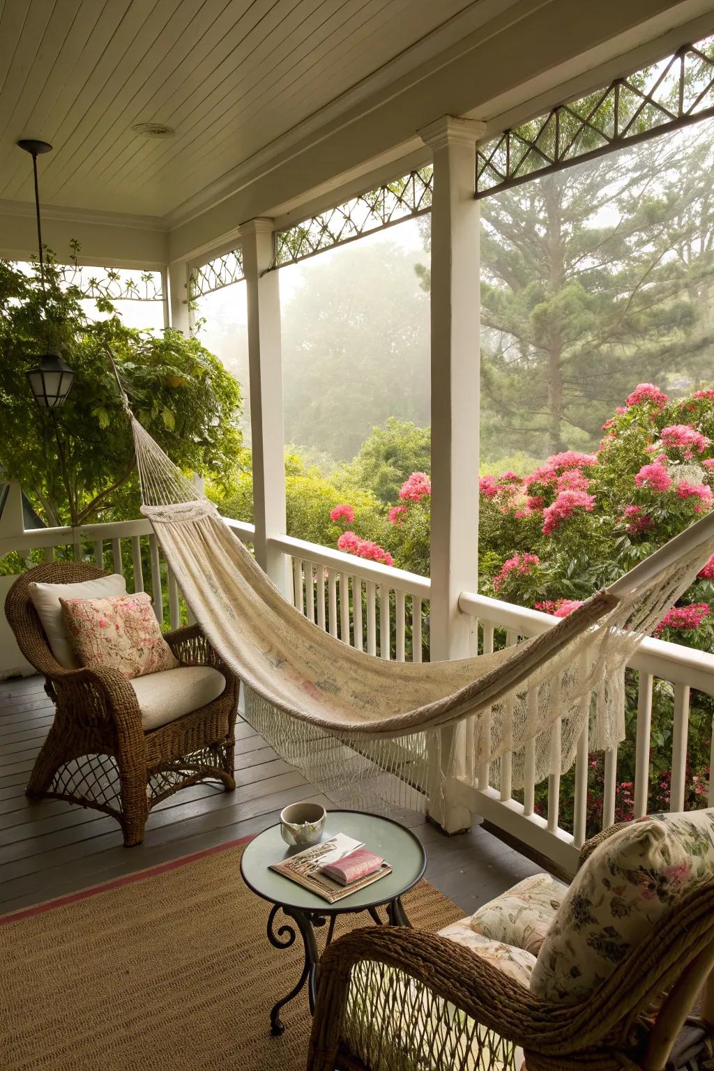 A swinging cot for tranquil days and garden sceneries