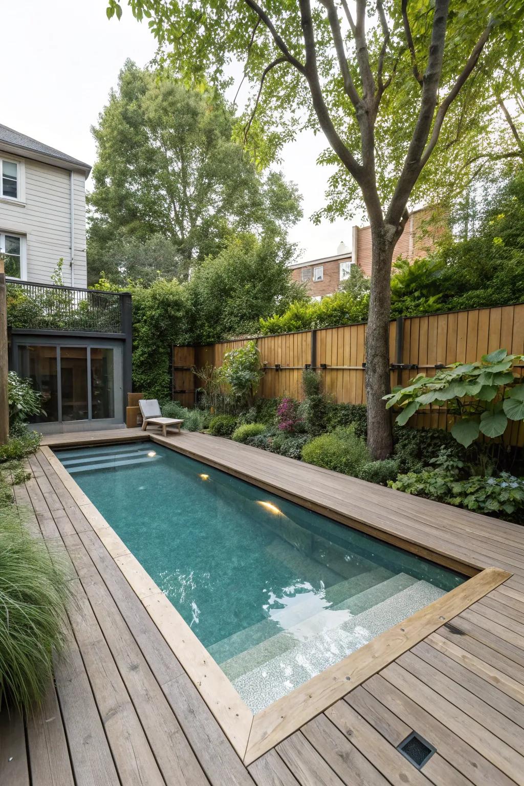 Deck-level pool offering seamless design.